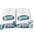 Amoos toalla mayordomo doble hoja, 281 hojas decoradas, bulto de 6 rollos
