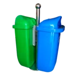BP42 BASURERO PLASTICO DOBLE COMPARTIMIENTO 50L VERDE Y AZUL CON BASE
