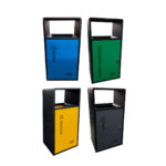 BASURERO PARA RECICLAJE EN ACERO GALVANIZADO CON BORDE NEGRO 50L