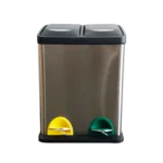 BAI1 BASURERO DE ACERO INOXIDABLE DOBLE COMPARTIMIENTO 16L