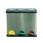 BAI2 BASURERO DE ACERO INOXIDABLE DE 3 COMPARTIMIENTOS 24L