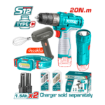 HE/COMBO TALADRO TOTAL 3/8+LINTERAS+BATIDORA DECAKILA