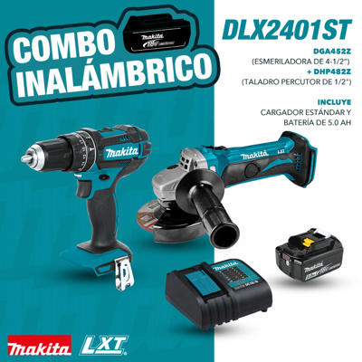 186 FE186 COMBO TALADRO MAKITA 1/2" + ESMERILADORA 41/2" + 1 BAT + CARGADOR - Imagen 1