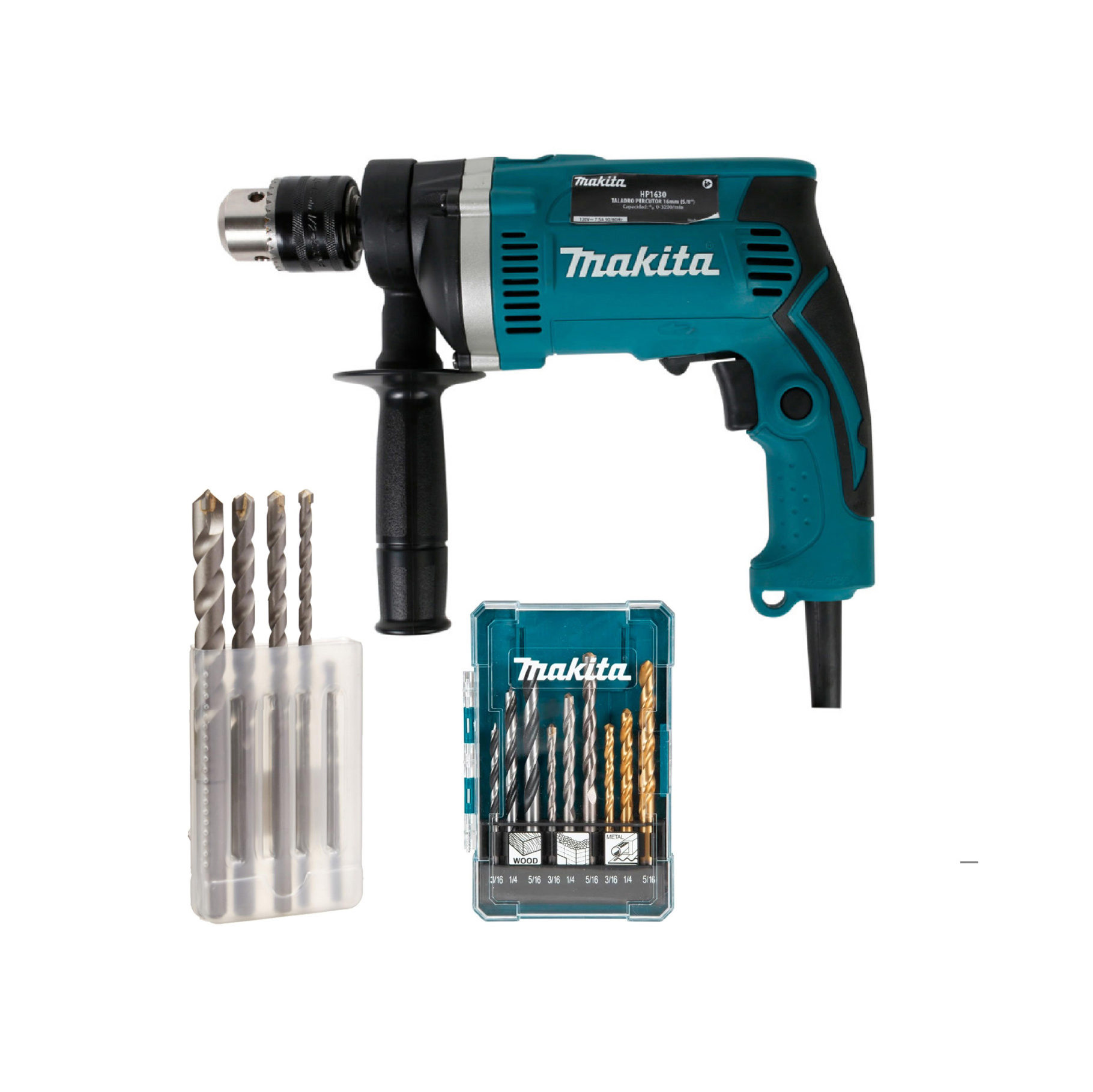 Taladro Makita HP1630X con brocas D-71984 y D-36033 Taladro Makita HP1630X con brocas D-71984 y D-36033
