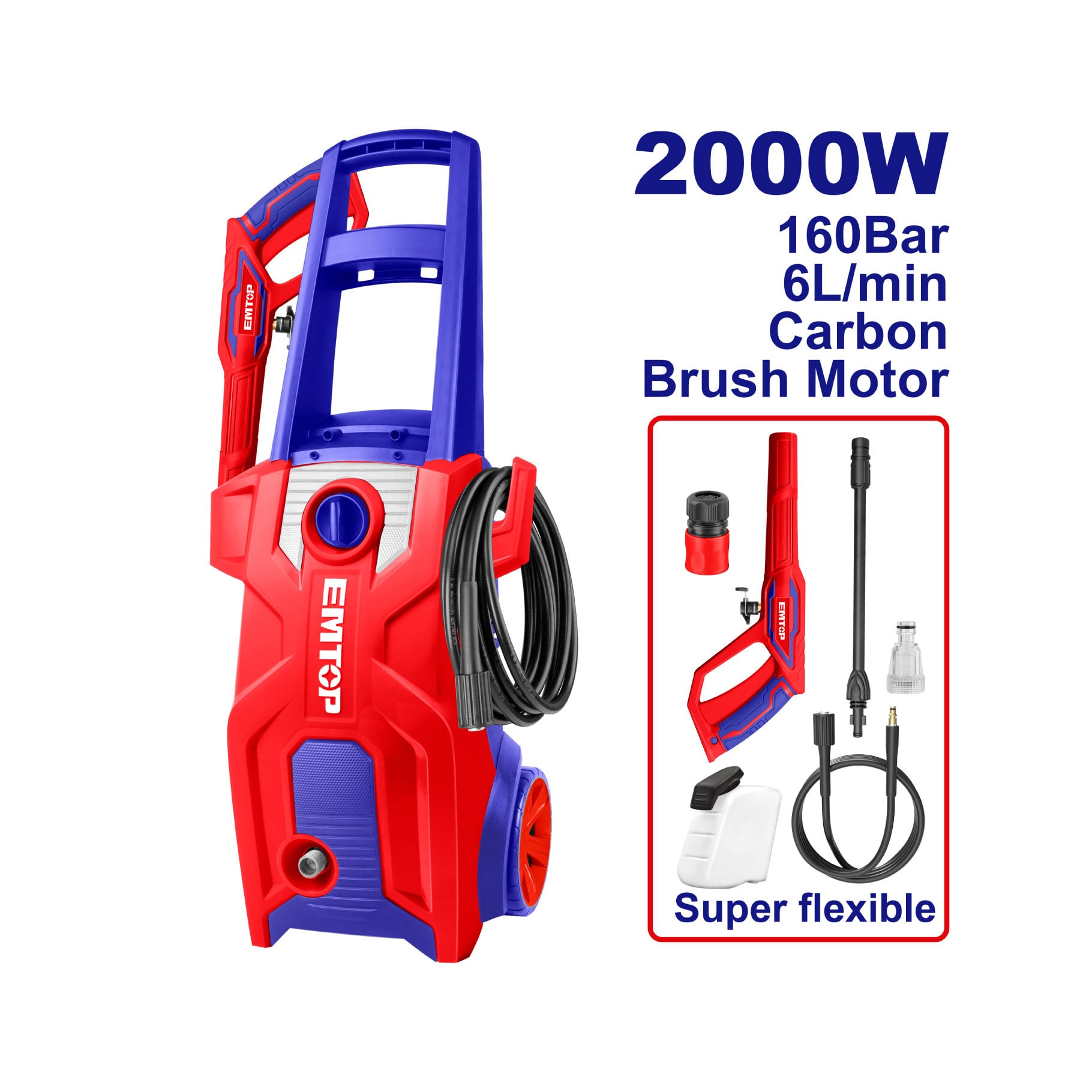 Hidrolavadora EMTOP 2000W 2320 PSI ULHPW2011 con accesorios Hidrolavadora EMTOP 2000W 2320 PSI ULHPW2011 con accesorios