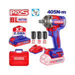 Llave de impacto inalambrica EMTOP 1/2'' 20V con 2 baterías, cargador y maletín