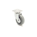 Rueda giratoria 60 mm de goma gris con platina y aro negro