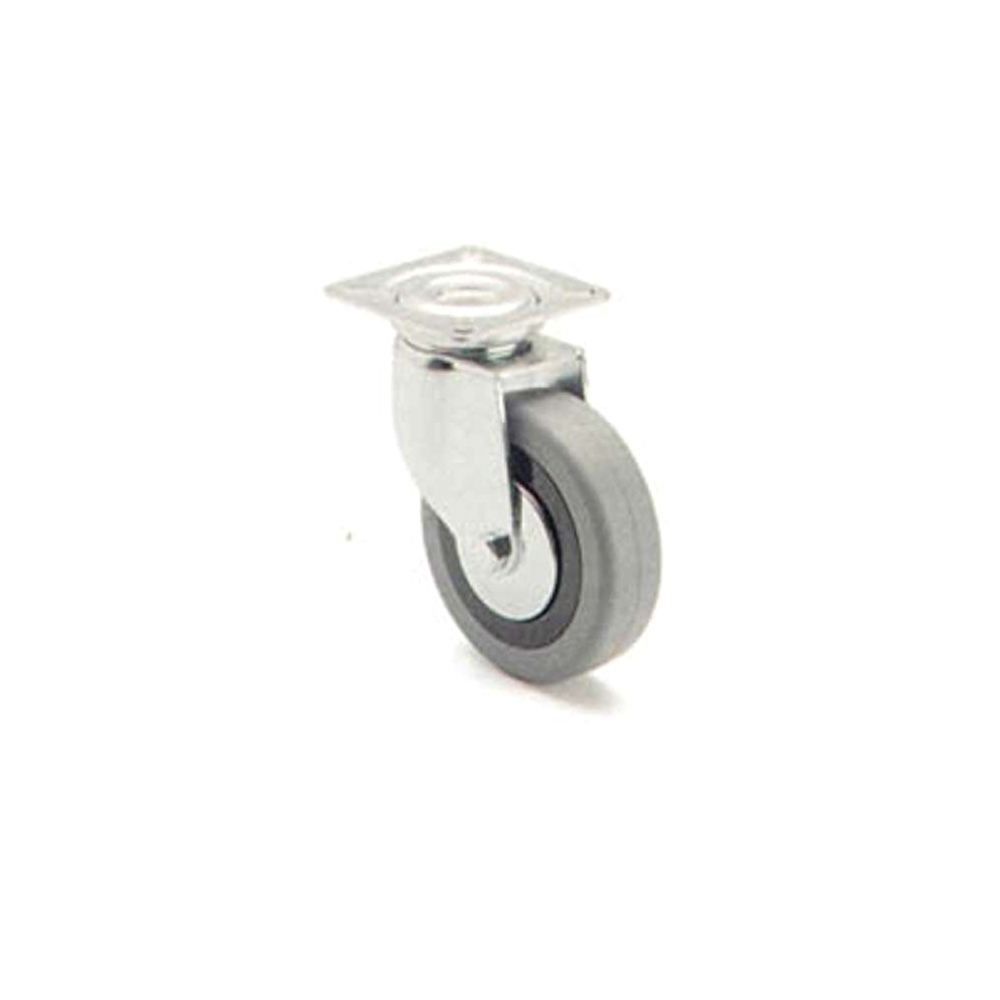 101241538.jpg Rueda giratoria 60 mm de goma gris con platina y aro negro