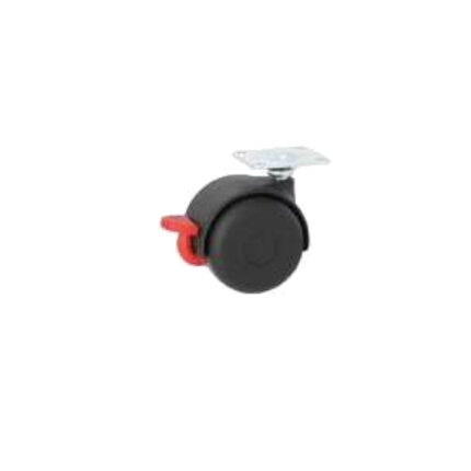Rueda giratoria de polipropileno 50 mm con freno para mueble (negra)