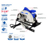 Sierra circular 1400W 110-120V 60Hz para obra y mantenimiento