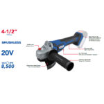Esmeriladora inalámbrica 20V 4-1/2 para trabajo profesional