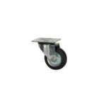 Rueda giratoria de goma negra 125 mm con placa