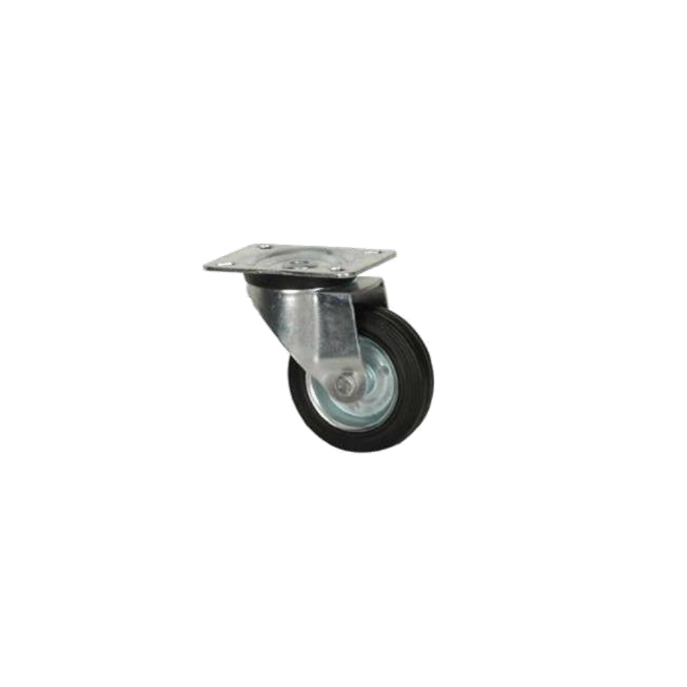 1085619041.jpg Rueda giratoria de goma negra 125 mm con placa