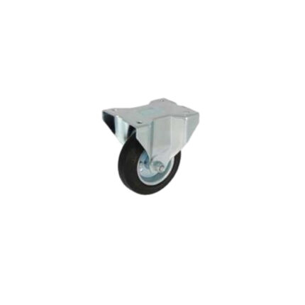 Rueda fija de goma 125 mm con placa para equipos industriales