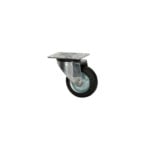 Rueda giratoria de goma negra 160 mm con placa