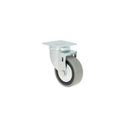 Rueda giratoria de goma gris 100 mm con platina