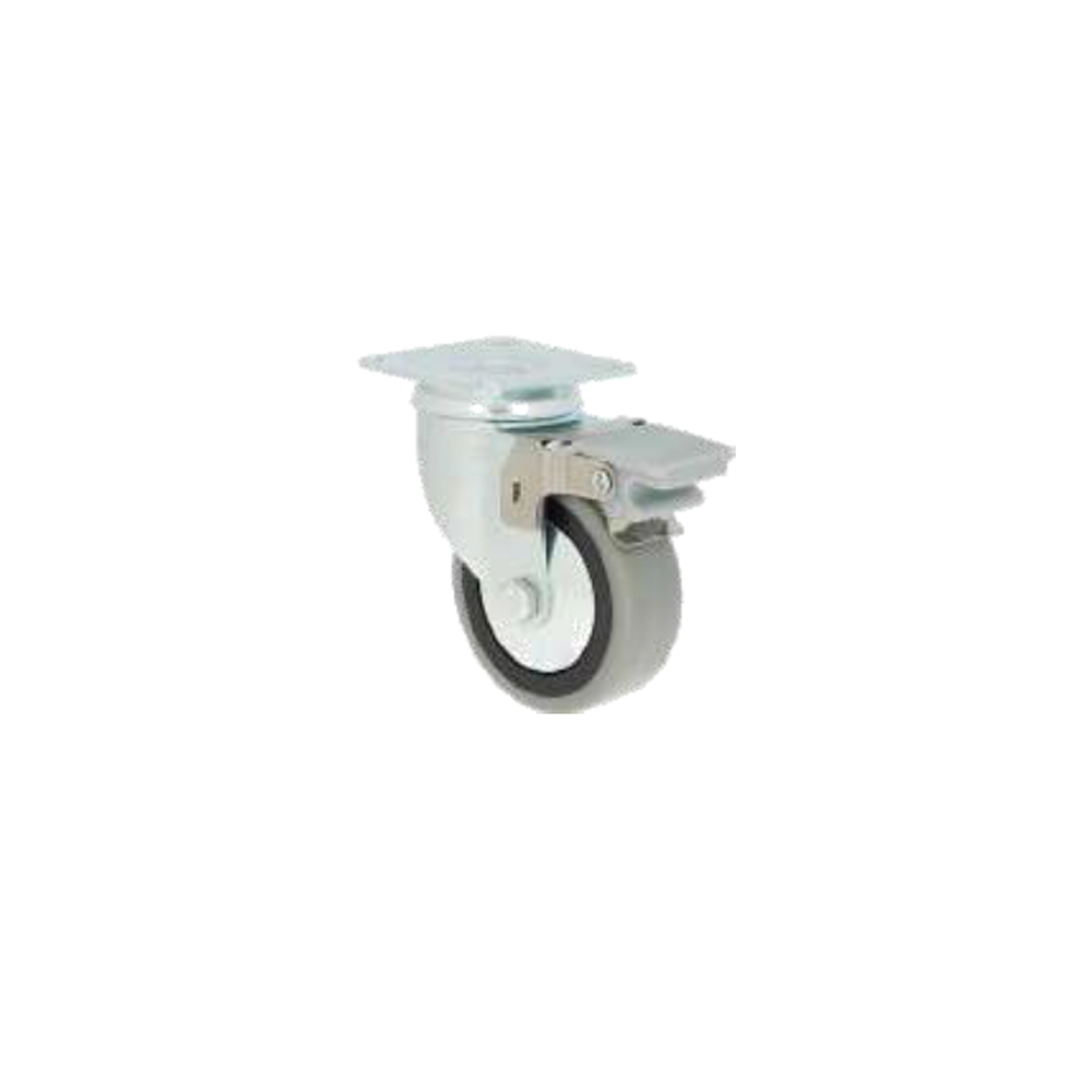 1085619078.jpg Rueda giratoria de goma 100 mm con freno y platina