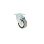 Rueda giratoria de goma gris 80 mm con platina