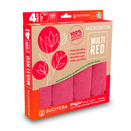 Paño de microfibra rojo Sucitesa MICROWIPER MULTI RED PACK, paño de microfibra profesional