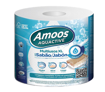 Toalla de papel Amoos Aquactive Big Roll triple hoja 208 hojas 6 rollos