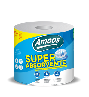 Toalla de papel Amoos Super Absorbente doble hoja 180 hojas bulto 6 rollos