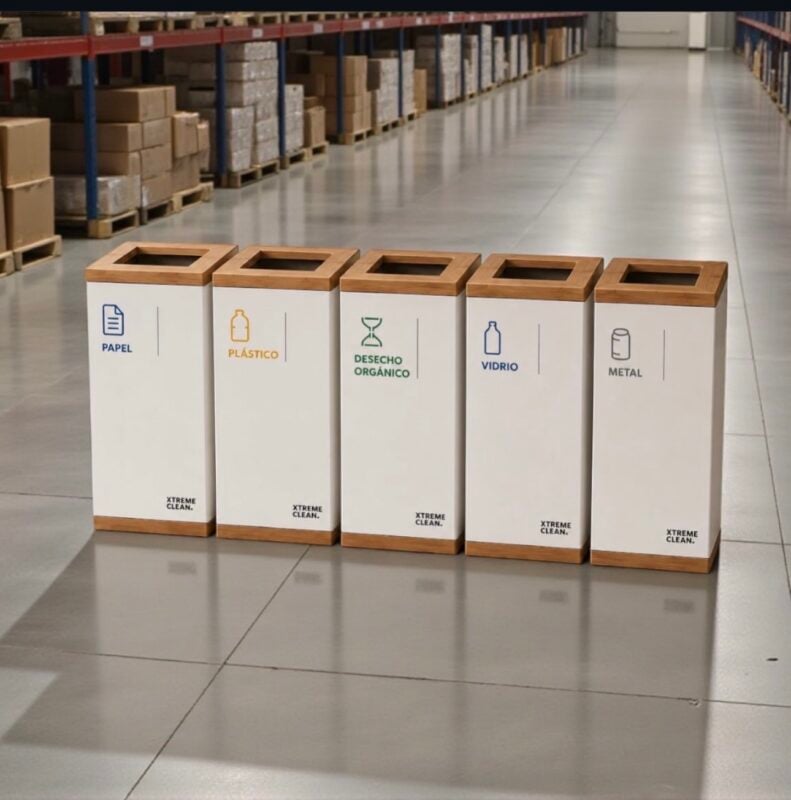 Basurero para reciclaje en acero galvanizado de 50 litros para oficinas y empresas en Costa Rica