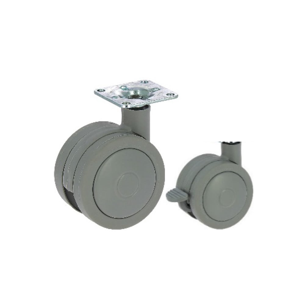 N_17568.jpg Rueda giratoria para mueble 60 mm de goma gris con platina