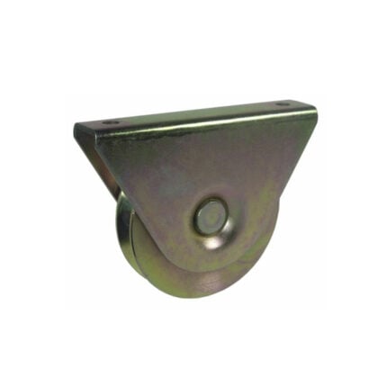 Polea en V 100 mm con platina fija para riel en V