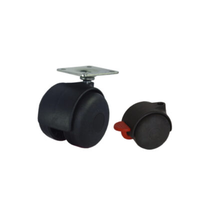 Rueda giratoria para mueble 45 mm de polipropileno con placa