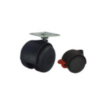 Rueda giratoria con freno 45 mm para mueble - polipropileno con placa