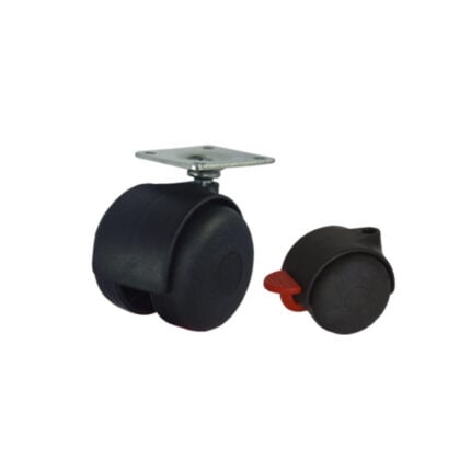 Rueda giratoria con freno 45 mm para mueble - polipropileno con placa