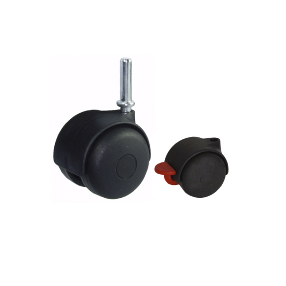 N_75101.jpg Rueda para mueble con freno 45 mm de polipropileno negro con pin liso