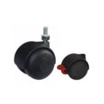 Rueda para mueble 45 mm con freno y rosca de polipropileno negro