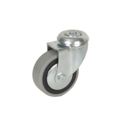 Rueda de goma gris 60 mm con aro negro para pin