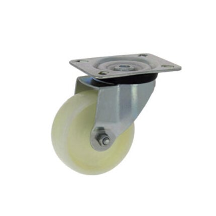Rueda de nylon giratoria 100 mm con platina