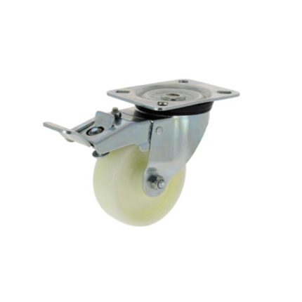 Rueda de nylon giratoria con freno 125 mm (platina)