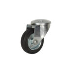 Rueda de goma negra 125 mm con aro metálico para pin