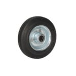 Rueda de goma negra 80 mm con aro metálico