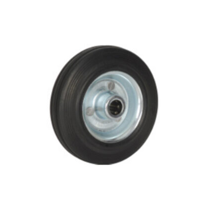 Rueda de goma negra 80 mm con aro metálico