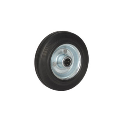 Rueda de goma negra 150 mm con aro metálico