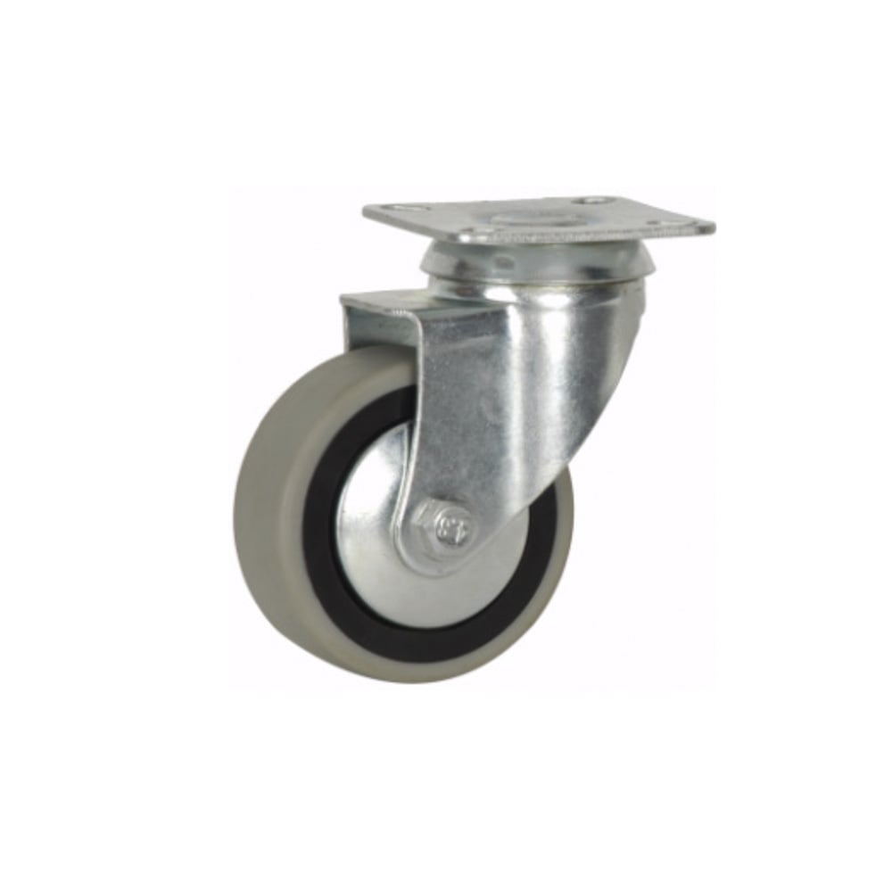 N_76123.jpg Rueda giratoria de goma gris 30 mm con platina y aro negro