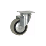 Rueda giratoria 40 mm de goma gris con platina