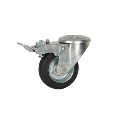 Rueda de goma 100 mm para pin de freno con aro metálico