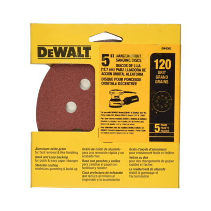 Papel de lija 120 DEWALT con 8 agujeros, paquete 5U, modelo DW4303