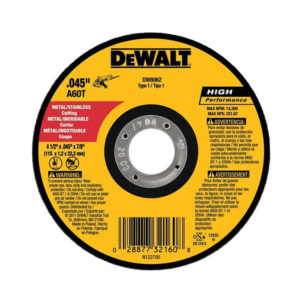 N_DW8062Z-1.jpg Disco de corte para metal 4-1/2 x 7/8 x 0.045 pulg DEWALT DW8062