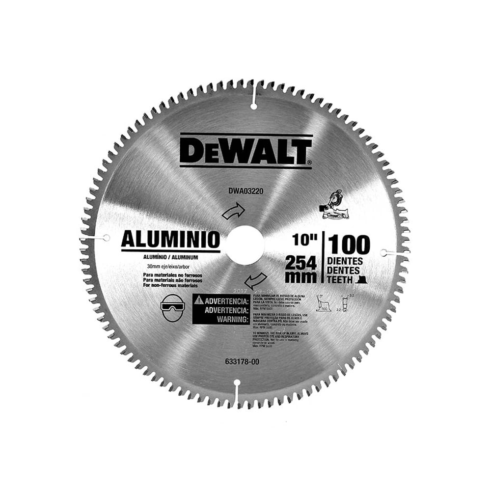 N_DWA03220.jpg Disco de sierra para aluminio 10 pulgadas 100 dientes DEWALT