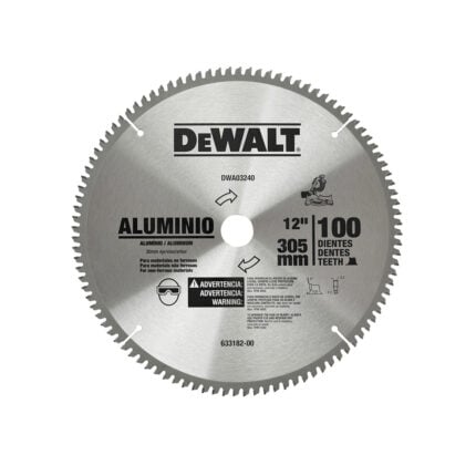 DEWALT Disco para aluminio 12 pulgadas 100 dientes, eje 1 pulgada (DWA03240)