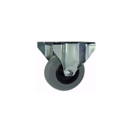 Rueda de goma gris 150 mm con platina fija para uso industrial