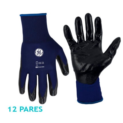 GE Protección Guantes recubiertos de nitrilo M (12 pares) para salud ocupacional
