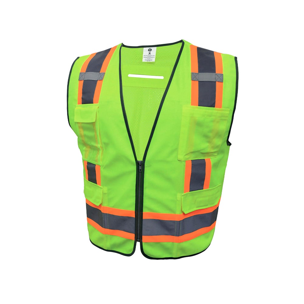 1011317316.jpg GE Protección Chaleco verde de contraste con 8 bolsillos 2XL para salud ocupacional
